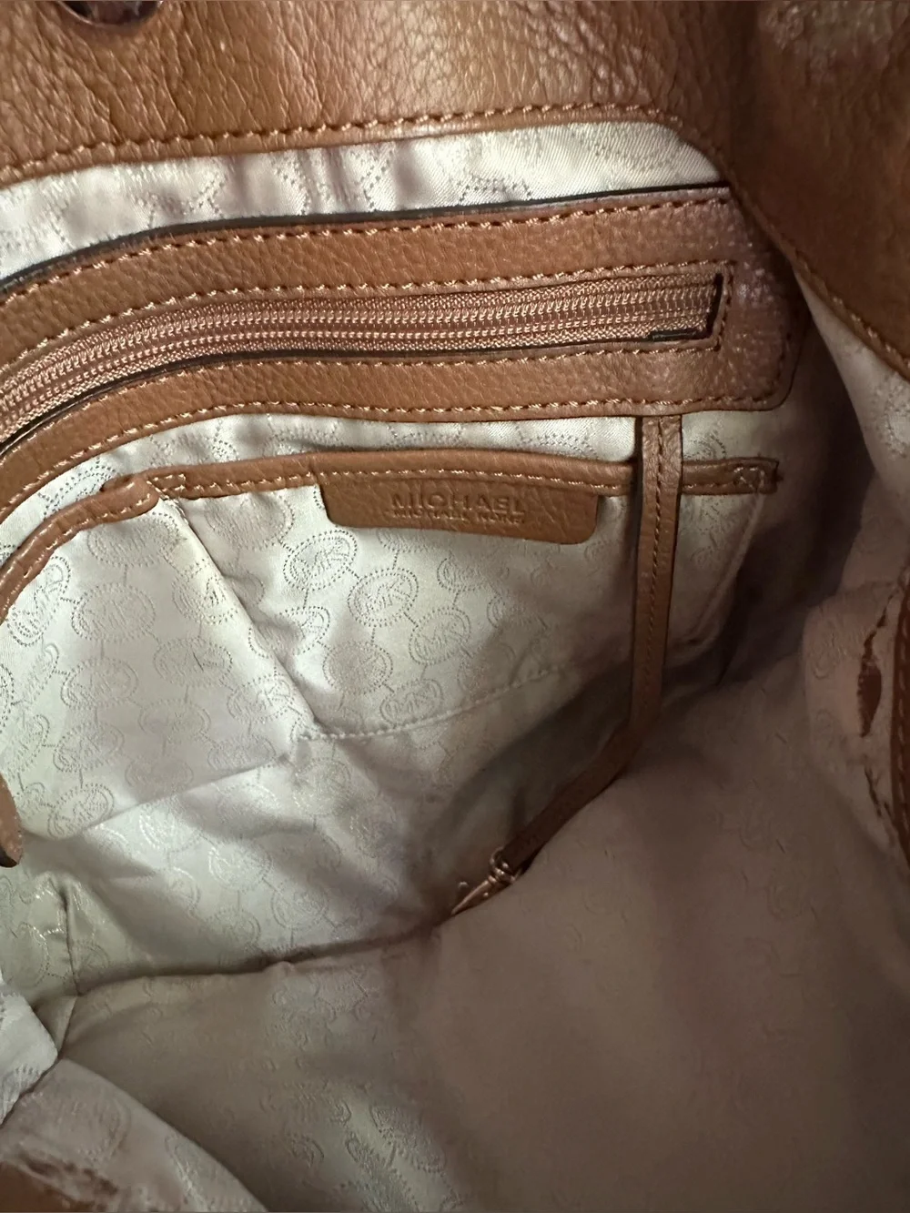 Michael Kors Harper Luggage Brown Leather Medium North South Tote